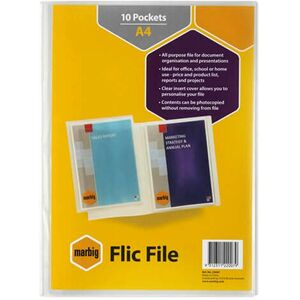 Marbig Flic File Insert Cover Display Book (A4) - 10-pocket