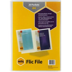 Marbig Flic File Insert Cover Display Book (A4) - 20-pocket