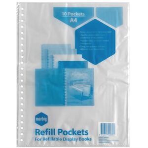 Marbig Display Book Refill Pockets 10pk (A4) - Clear