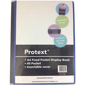 Protext A4 40 Pocket Fixed Insert Cover Display Book (Black)