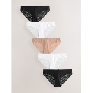 Next Black / White / Praline Nude Brazilian No VPL Lace Back Briefs 5 Pack