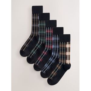 Next Black/Blue/Brown Check Pattern Smart Socks 5 Pack