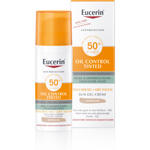 Eucerin Sun Oil Control SPF 50+ Toucher Sec Gel-Crème Teinté Medium Peau à Imperfections et Grasse 50ml