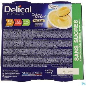 Delical Creme Dessert Hp-hc S/sucre Vanille 4x124g