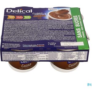Delical Creme Dessert Hp-hc S/sucre Cacao 4x124g