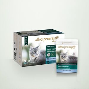 Ultra Premium Direct Sachets Fraîcheur pour Chat Sans Céréales - Tendres Emincés en Sauce Saumon / Cabillaud