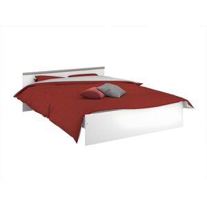 Vente-unique Lit avec rangements 140 x 190 cm - 2 tiroirs et 1 niche - Coloris : blanc - PABLO