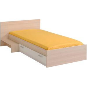 Vente-unique Lit enfant 90 x 190 cm avec 1 tiroir - Coloris : Naturel et blanc - IPLIA