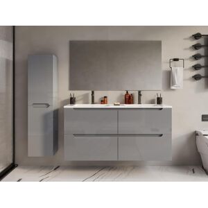 Vente-unique Meuble de salle de bain suspendu avec double vasque à encastrer - Gris - 120 cm - SELITA