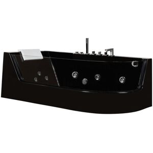 Vente-unique Baignoire balnéo vitrée ARIA noire - 1 place - 263L - 170*80*57cm - angle gauche