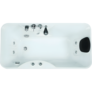 Vente-unique Baignoire balnéo blanche - 1 place - 140L - 150 x 75 x 54,5 cm - Angle gauche - GAVINO