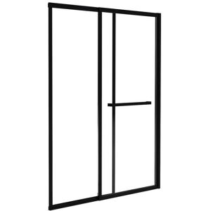 Vente-unique Pare baignoire coulissant noir mat avec porte serviette - 120x140 cm - WAIMEA