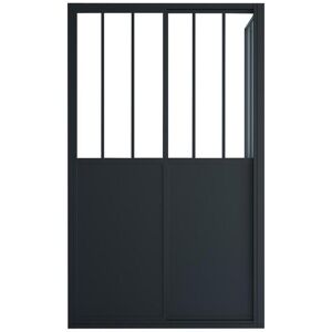 Vente-unique Paroi de douche avec porte coulissante noir mat style industriel - 120 x 80 x 195 cm - URBANIK