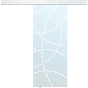 Vente-unique Porte coulissante avec système en applique H205 x L93 cm - Verre trempé dépoli - HEIDI