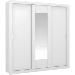 Vente-unique Armoire avec miroir ROXANE - 3 portes coulissantes - L. 220 cm - Blanc