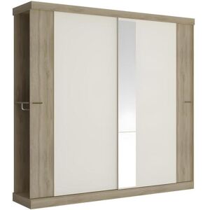 Vente-unique Armoire 2 portes coulissantes - Avec miroir - L231cm - Coloris : Naturel et ivoire - ADALRIK II