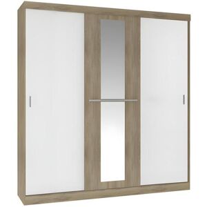 Vente-unique Armoire 3 portes coulissantes - Avec miroir - L205 cm - Naturel et beige - DIDDA II
