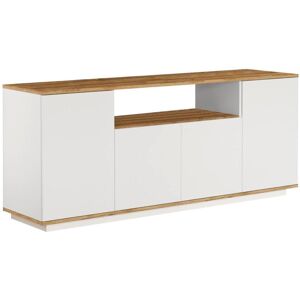 Vente-unique Buffet avec 4 portes et 1 étagère - Blanc et naturel - LOTULA