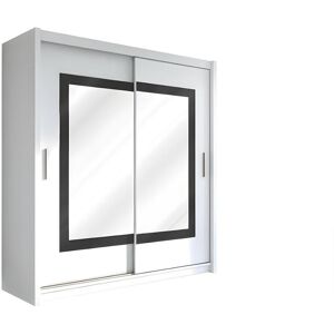 Vente-unique Armoire 2 portes coulissantes - Avec miroir - L203 cm - Coloris : Blanc - AUTLAN