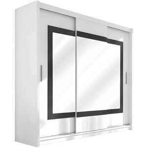 Vente-unique Armoire 3 portes coulissantes - Avec miroir - L250 cm - Coloris : Blanc - AUTLAN