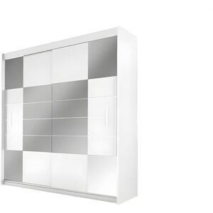 Vente-unique Armoire 2 portes coulissantes - Avec miroir - L203 cm - Blanc - ROVINJA