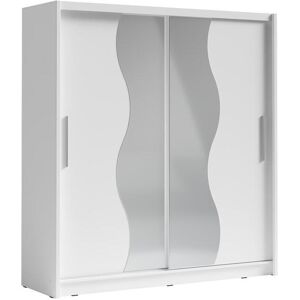 Vente-unique Armoire 2 portes coulissantes - Avec miroir - L200 cm - Blanc - ARGONIO