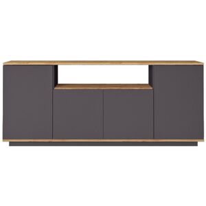 Vente-unique Buffet avec 4 portes et 1 étagère - Anthracite et naturel - LOTULA
