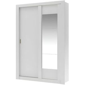 Vente-unique Armoire PETTERI - 2 portes coulissantes - Avec miroir - L.152 cm - Blanc