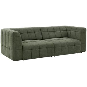 Vente-unique Canapé 3 places avec assise coulissante électrique en tissu texturé vert NELOSA