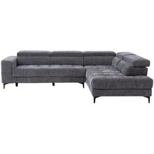 Vente-unique Canapé d'angle droit relax avec assise coulissante électrique en tissu anthracite MONISO