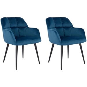 Lot de 2 chaises avec accoudoirs - Velours et métal - Bleu - PEGA de Pascal MORABITO