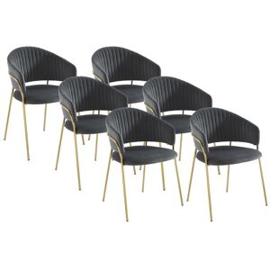 Lot de 6 chaises en velours et métal doré - Gris - MADOLIA de Pascal MORABITO