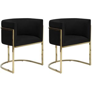 Lot de 2 chaises avec accoudoirs - Velours et acier inoxydable - Noir et doré - PERIA de Pascal MORABITO