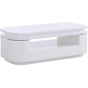 Vente-unique Table basse 4 portes et 1 tiroir avec LEDs en MDF - Blanc laqué - VANDANA