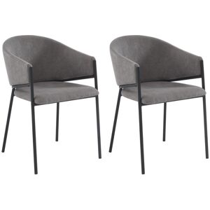 Lot de 2 chaises avec accoudoirs en tissu et métal noir - Gris - ORDIDA de Pascal MORABITO