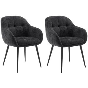 Lot de 2 chaises avec accoudoirs en tissu texturé et métal - Noir - LASSANDRA de Pascal Morabito