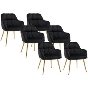 Lot de 6 chaises avec accoudoirs en velours et métal doré - Noir - PEGA de PASCAL MORABITO
