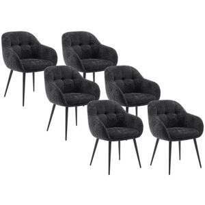Lot de 6 chaises avec accoudoirs en tissu texturé et métal - Noir - LASSANDRA de Pascal Morabito