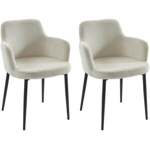 Lot de 2 chaises en velours côtelé et métal - Crème - CELOLA de Pascal MORABITO