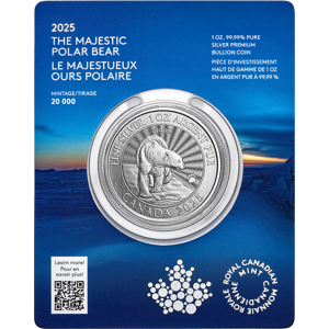 Royal Canadian Mint 2025 The Majestic Polar Bear  1 oz. 99.99% Pure Silver Coin (Premium Bullion)