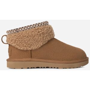 UGG® Kids' Classic Ultra Mini Maxi Curly Sheepskin/Suede Classic Boots in Chestnut, Size 6K - Chestnut - Size: 6K