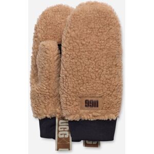 UGG® Women's Sherpa Mitten W Logo Tape Acrylic Blend Gloves in Caramel, Size Small - Medium - Caramel - Size: S/M