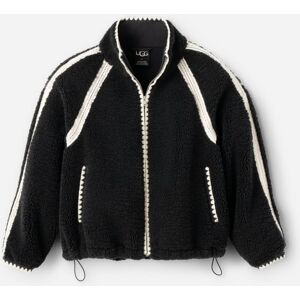 UGG® Women's Nikia Crochet UGG®fluff Jacket Fleece/Recycled Materials in Black, Size XXS - Black - Size: XXS
