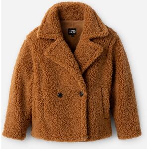 UGG® Women's Gertrude Short Teddy Coat Faux Fur in Chestnut, Size XXS - Chestnut - Size: XXS