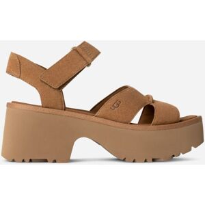UGG® Women's New Heights Ankle Strap Suede Sandals in Chestnut, Size 7 - Chestnut - Size: 7