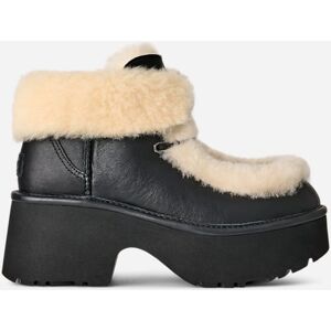 UGG® Women's Esmee Leather Lace up Sheepskin Classic Boots in Black, Size 7 - Black - Size: 7