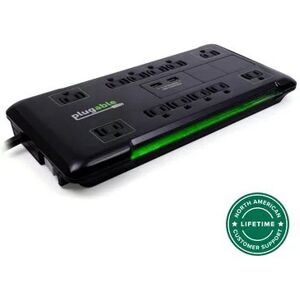 Lenovo Plugable 12-Outlet Power Strip with 2-Port USB Charger (6 ft / 2m Cable)