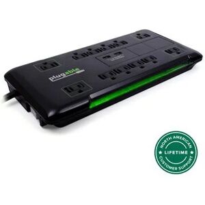 Lenovo Plugable 12-Outlet Power Strip with 2-Port USB Charger (25ft/7.6m Cable)