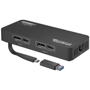 Lenovo Plugable USB 3.0 and USB-C 4K DisplayPort and HDMI Dual Monitor Adapter with Ethernet