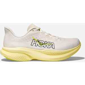 HOKA Women's Mach 6 Shoes in White/Neon Hoka Citrus, Size 8.5